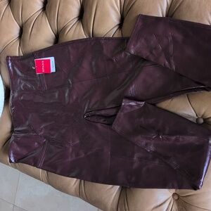 SPANX NWT Sz L Faux Patent Ruby Leather High-Waisted Pants